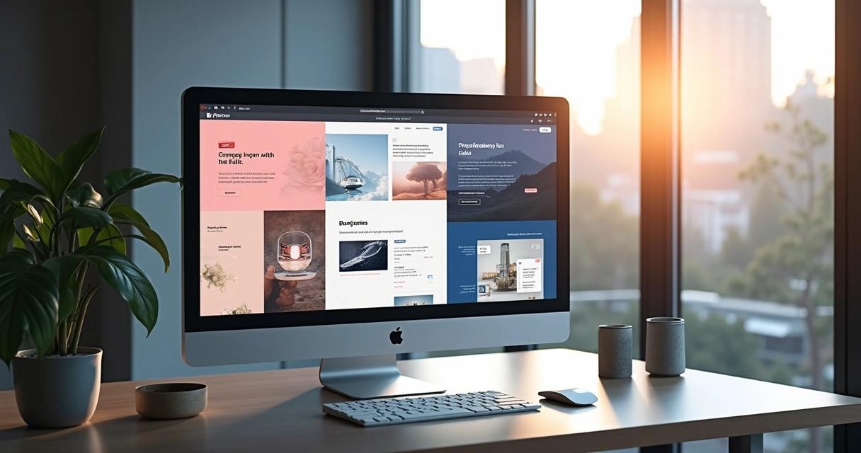 Ordenador mostrando el diseño de una página web creada por PixelBridge